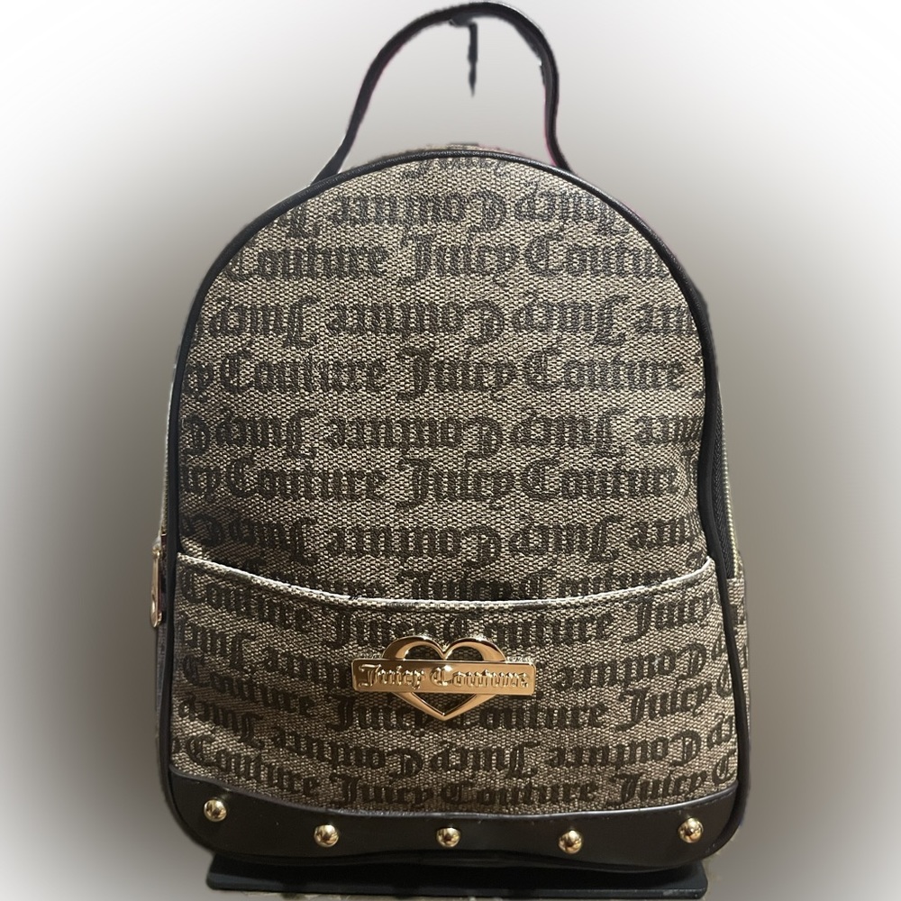 JUICY COUTURE NWT Taupe Brown Gold-Tone Hardware Glam Backpack Purse Bag